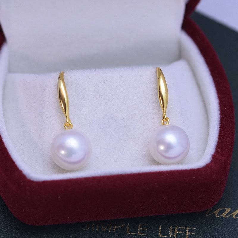 10-11mm Freshwater Pearl & Classic Hoops Earrings