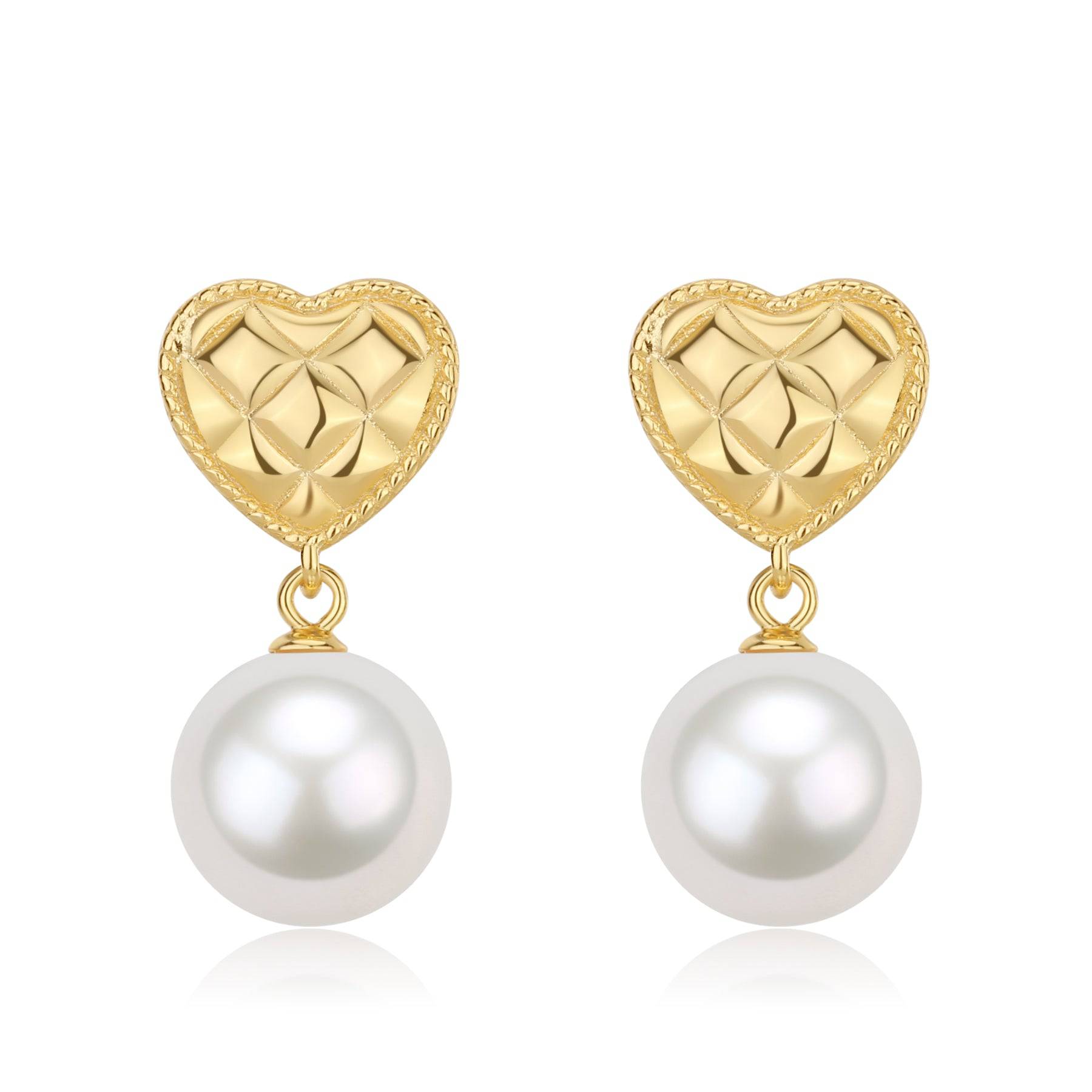 10-11mm Freshwater Pearl & Heart Earrings