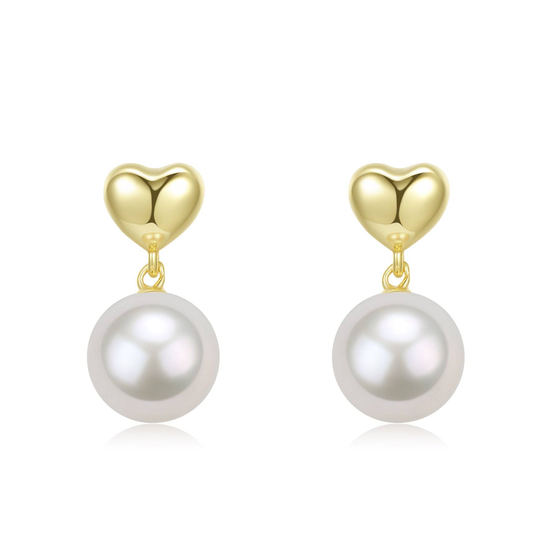 10-11mm Freshwater Pearl Heart Stud Earrings