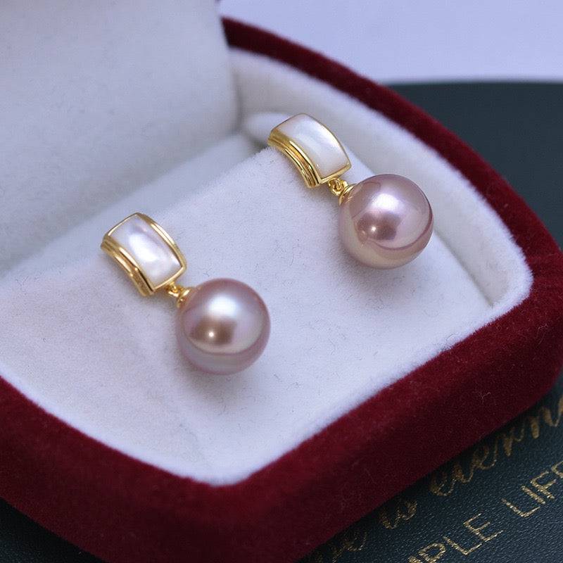 10-11mm Freshwater Pearl & Mother Of Pearls Earrings