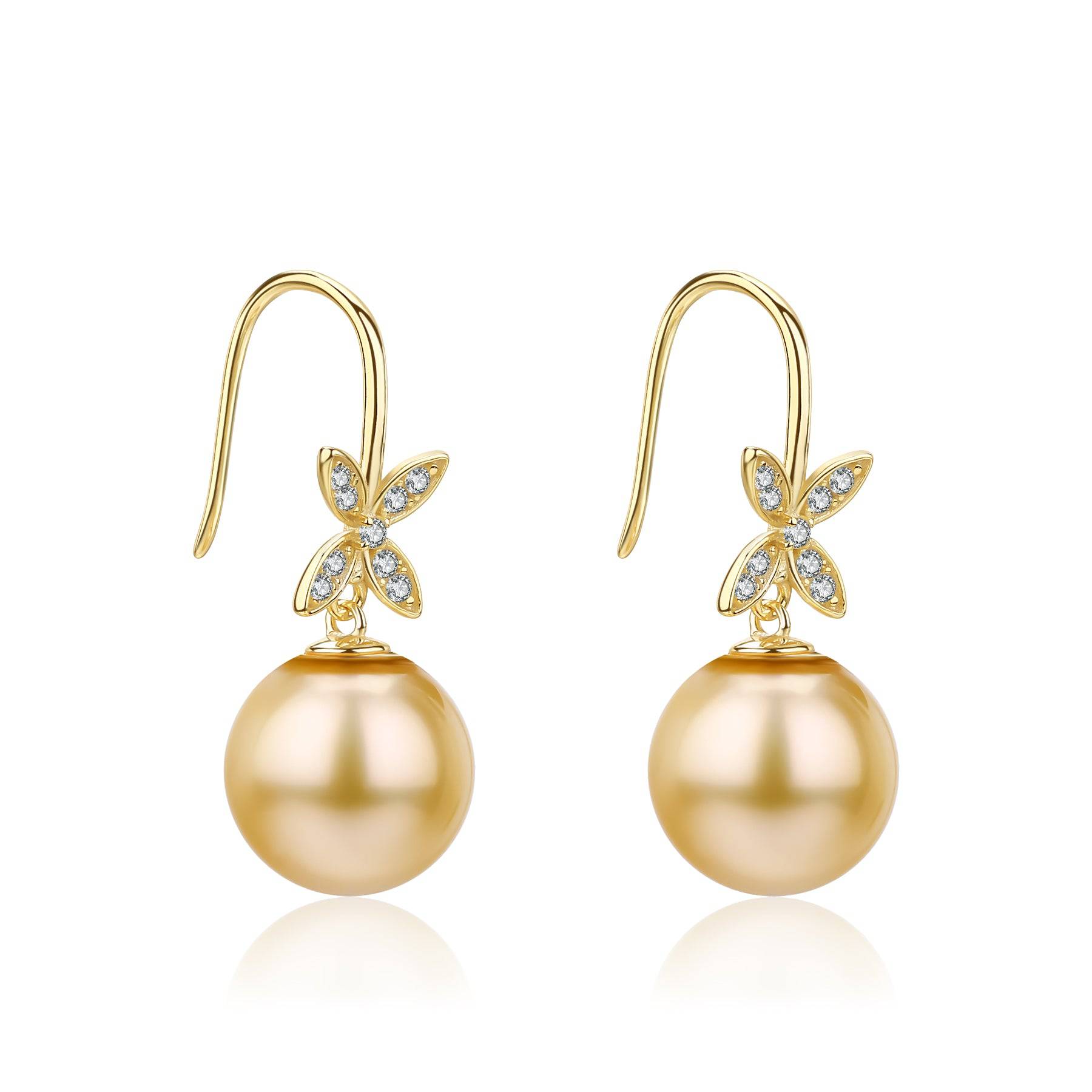 Golden South Sea Pearl Amelia Hook Earrings