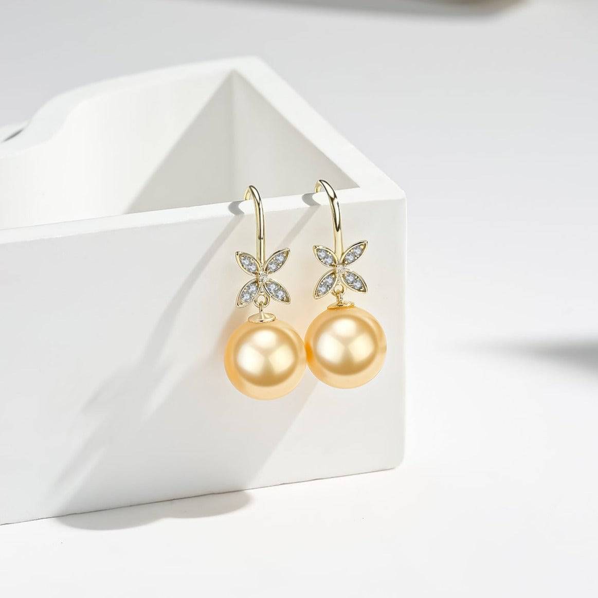 Golden South Sea Pearl Amelia Hook Earrings