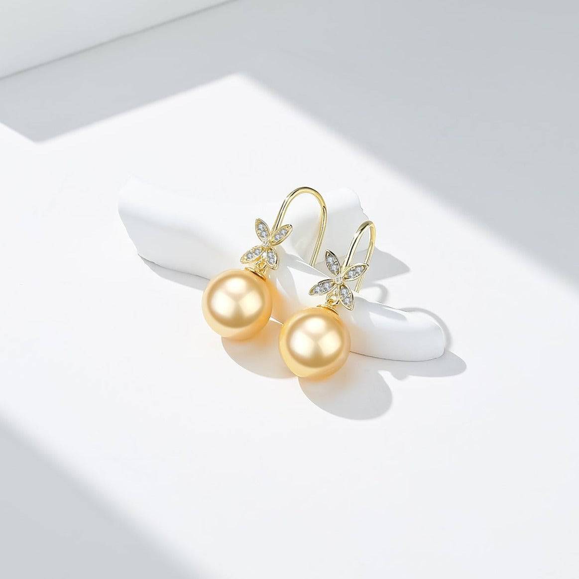 Golden South Sea Pearl Amelia Hook Earrings