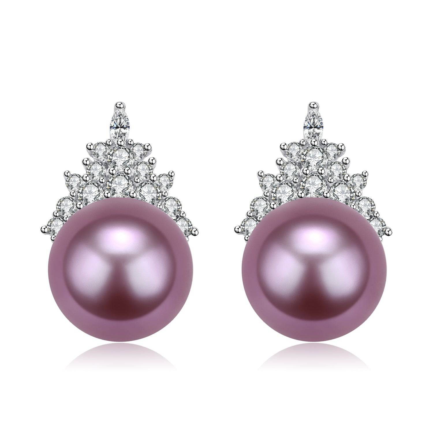 10-11mm Purple Freshwater Pearl & Queen Earrings