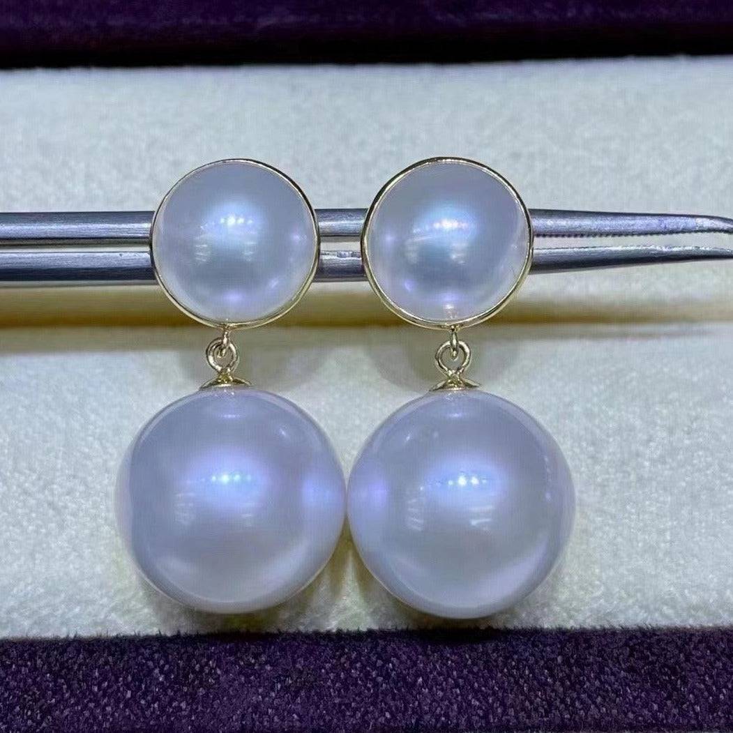 11-12 mm Mabe Pearl Drop Pearl Earrings