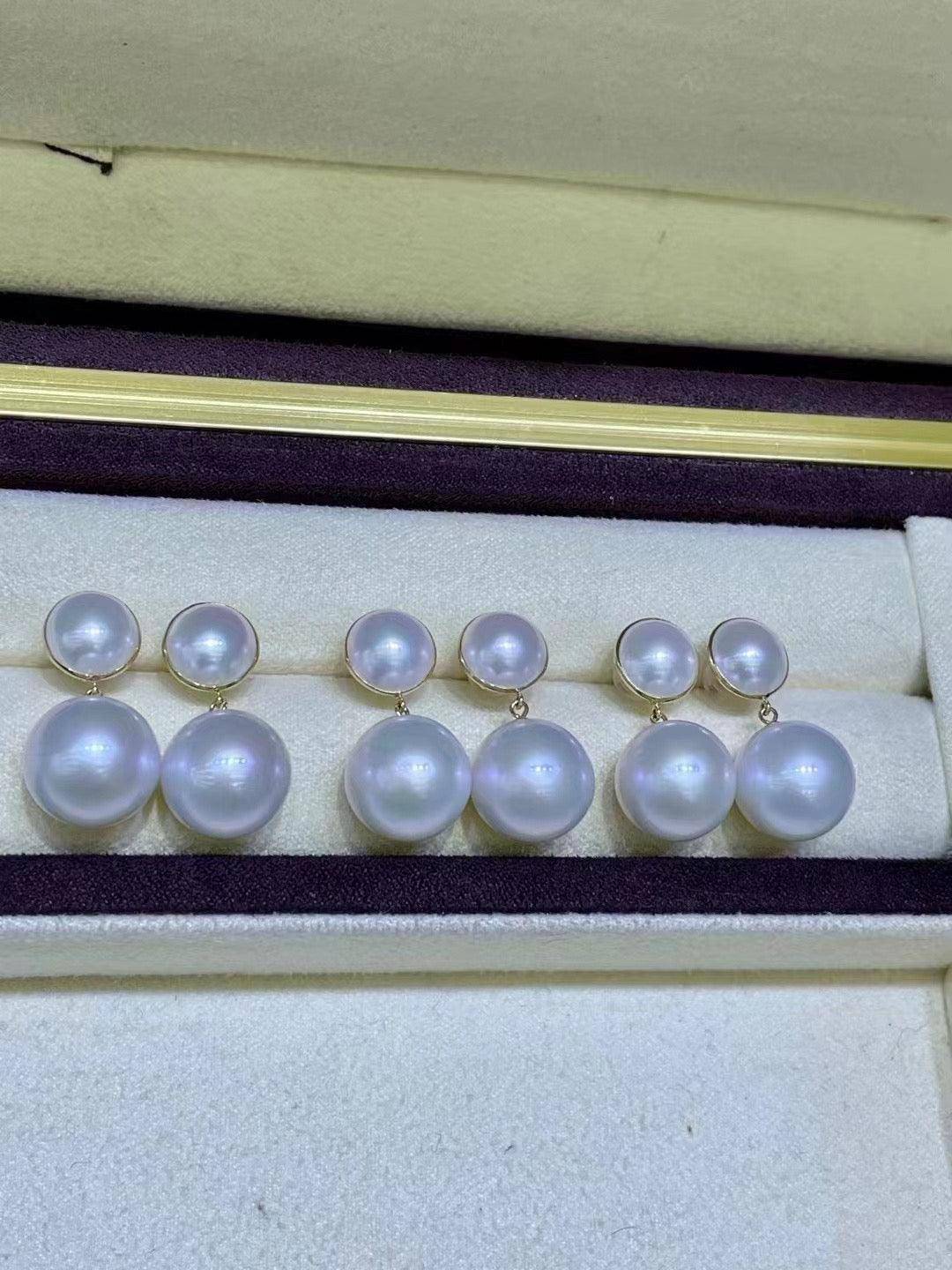 11-12 mm Mabe Pearl Drop Pearl Earrings