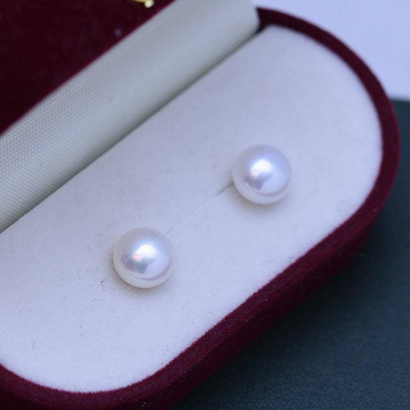 11-12mm Classic Button Freshwater Pearl Stud Earrings