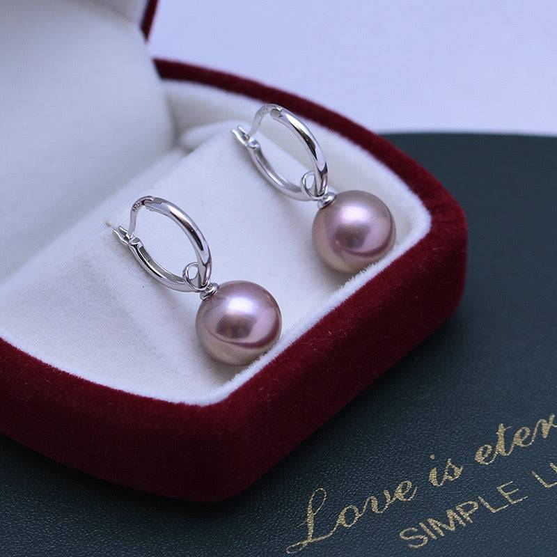 11-12mm Freshwater Pearl & Hoops Earrings