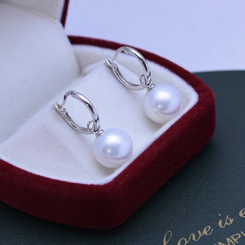 11-12mm Freshwater Pearl & Hoops Earrings