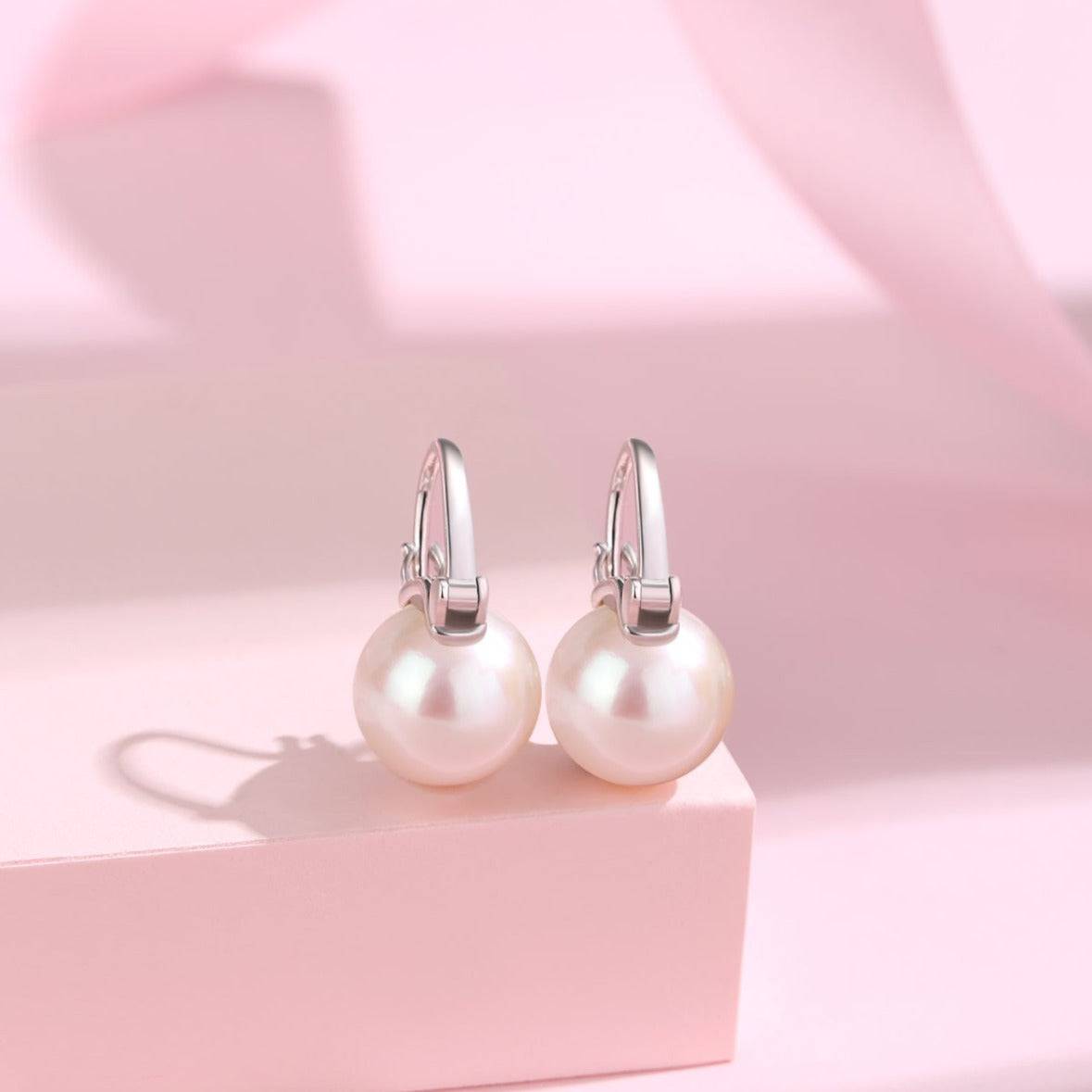 11-12mm Freshwater Pearl Modern Bucket-Shaped Earrings