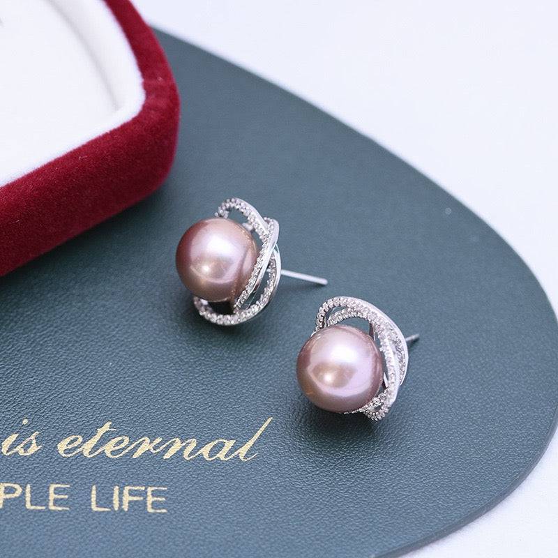 Freshwater Pearl & Rose Floral Earrings