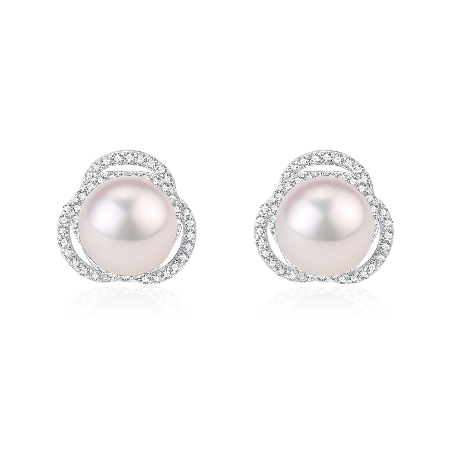 Freshwater Pearl & Rose Floral Earrings