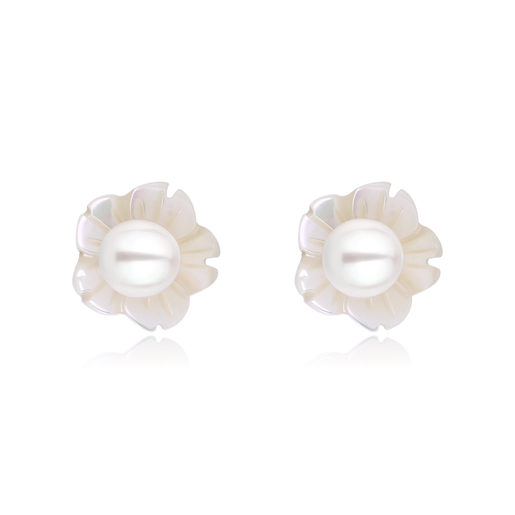 6-7mm Floral Freshwater Pearl Ear Stud Earrings