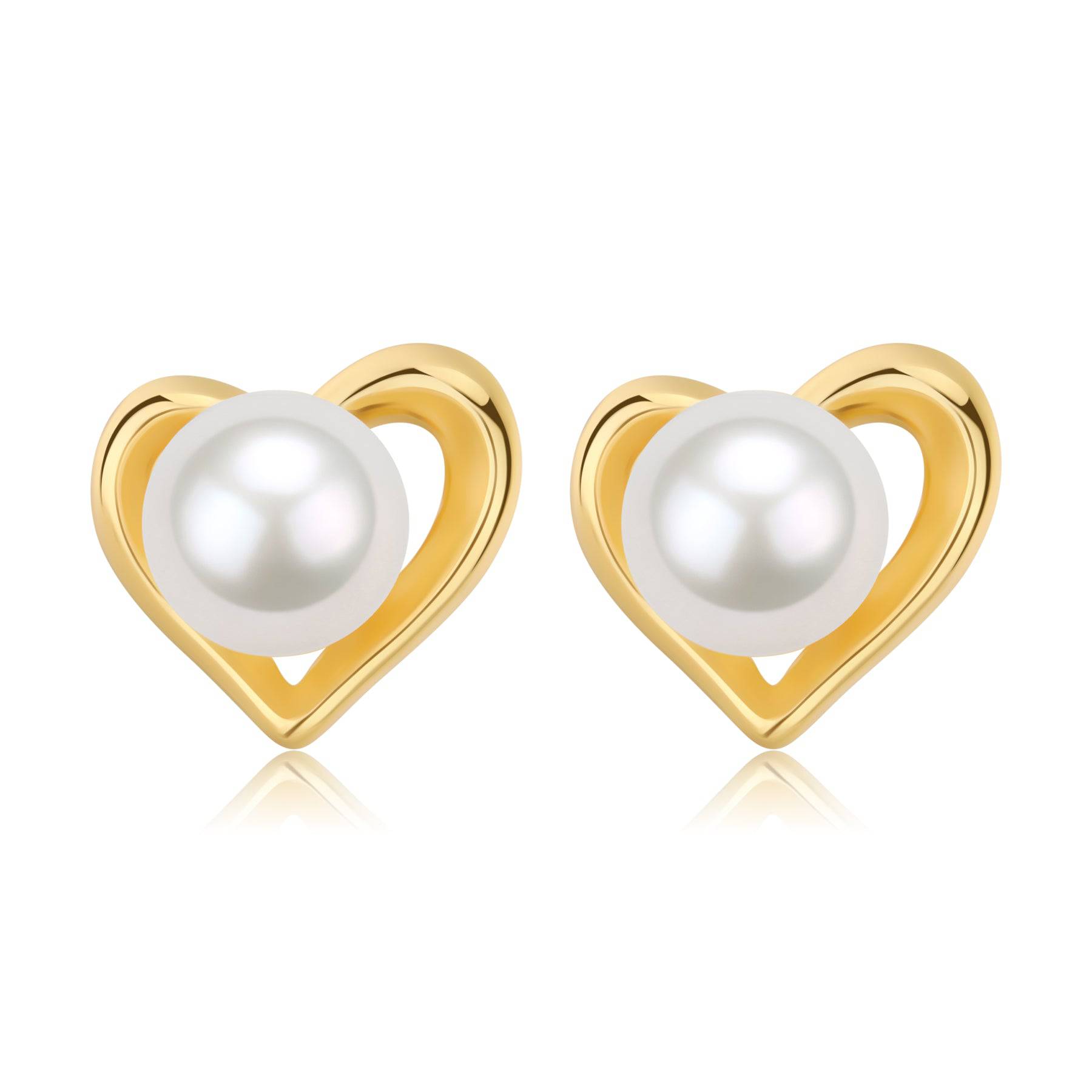 6-7mm Freshwater Pearl Heart Ear Stud Earrings