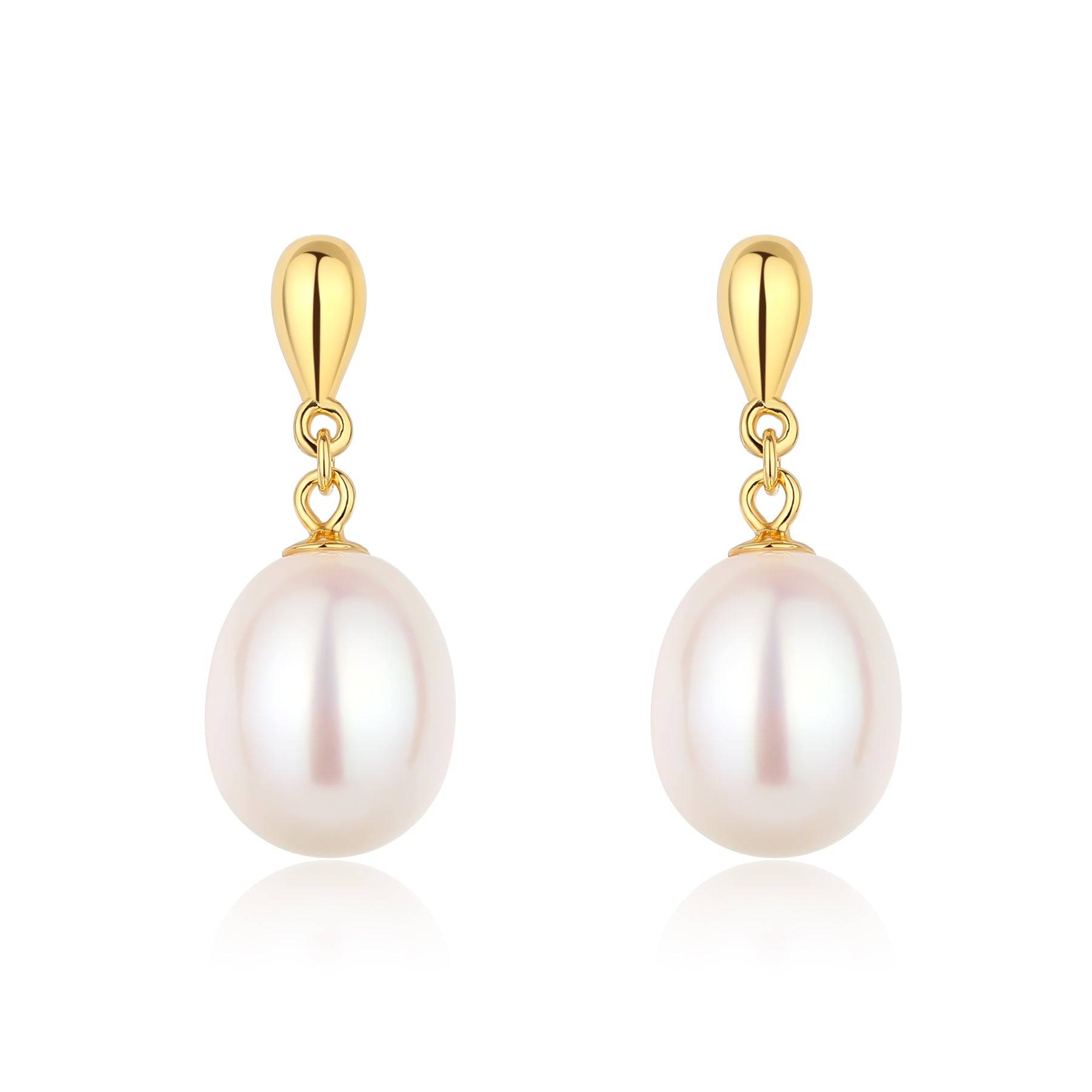 8.5-9.5mm Classic Drop-shaped Freshwater Pearl Earrings