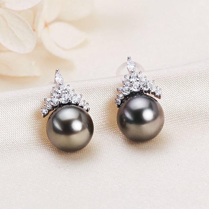 8-9mm Tahitian Pearl & Queen Earrings