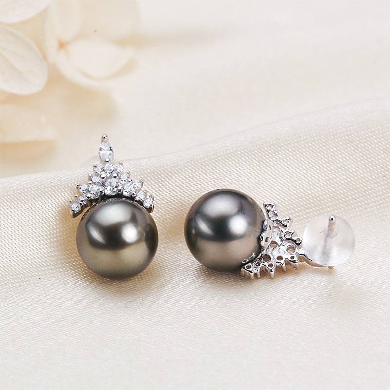 8-9mm Tahitian Pearl & Queen Earrings