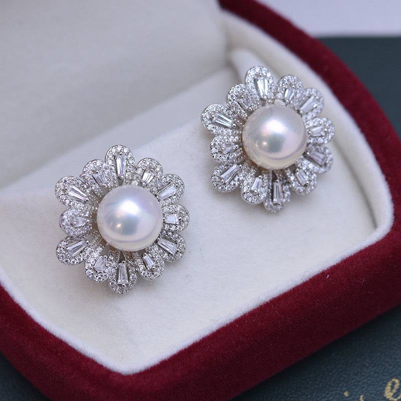 9-10mm Floral Freshwater Pearl Earrings