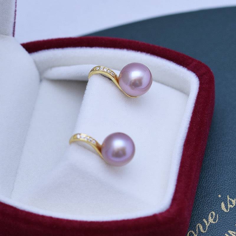 9-10mm Freshwater Pearl & CZ Earrings