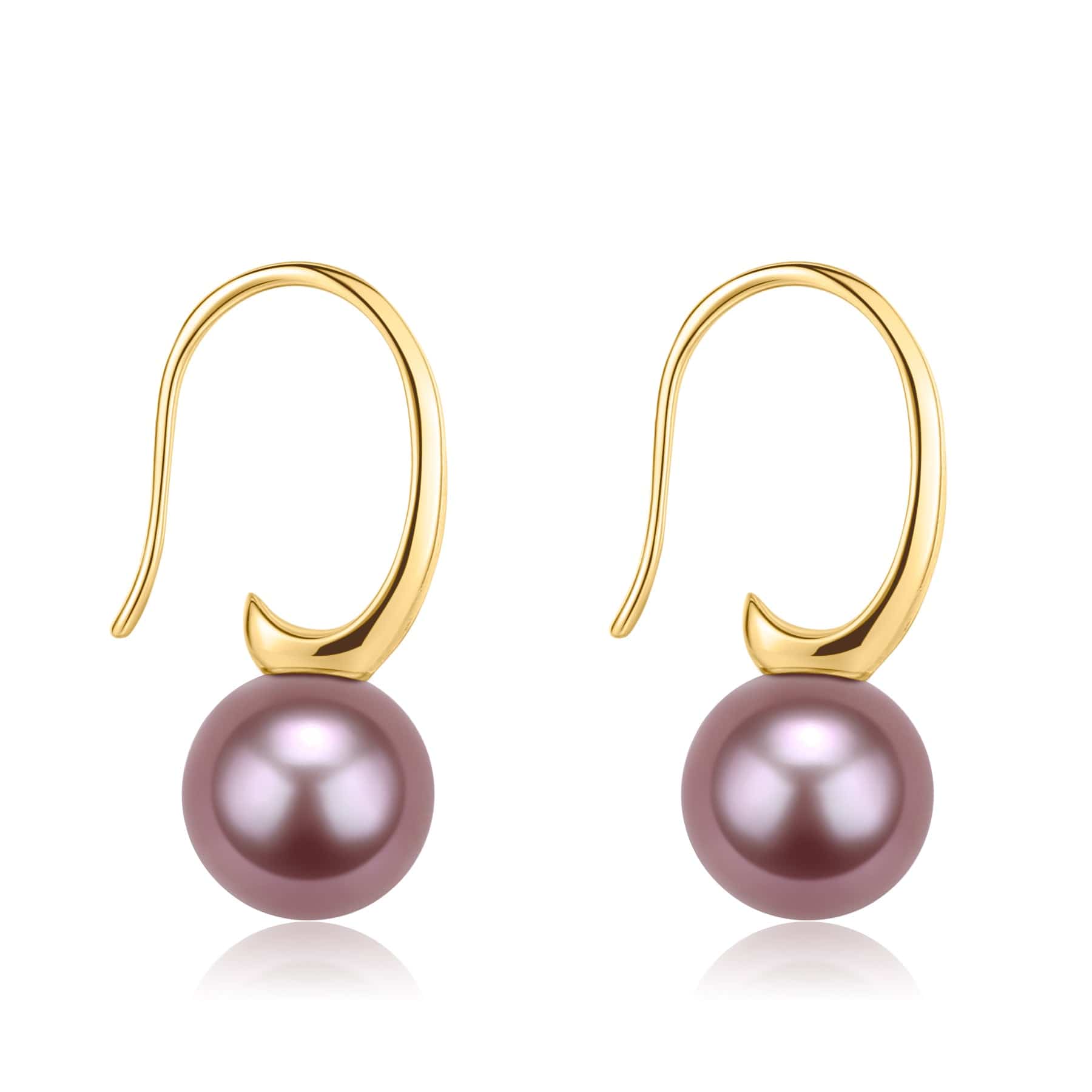9-10mm Freshwater Purple Pearl & Large Hook Earrings