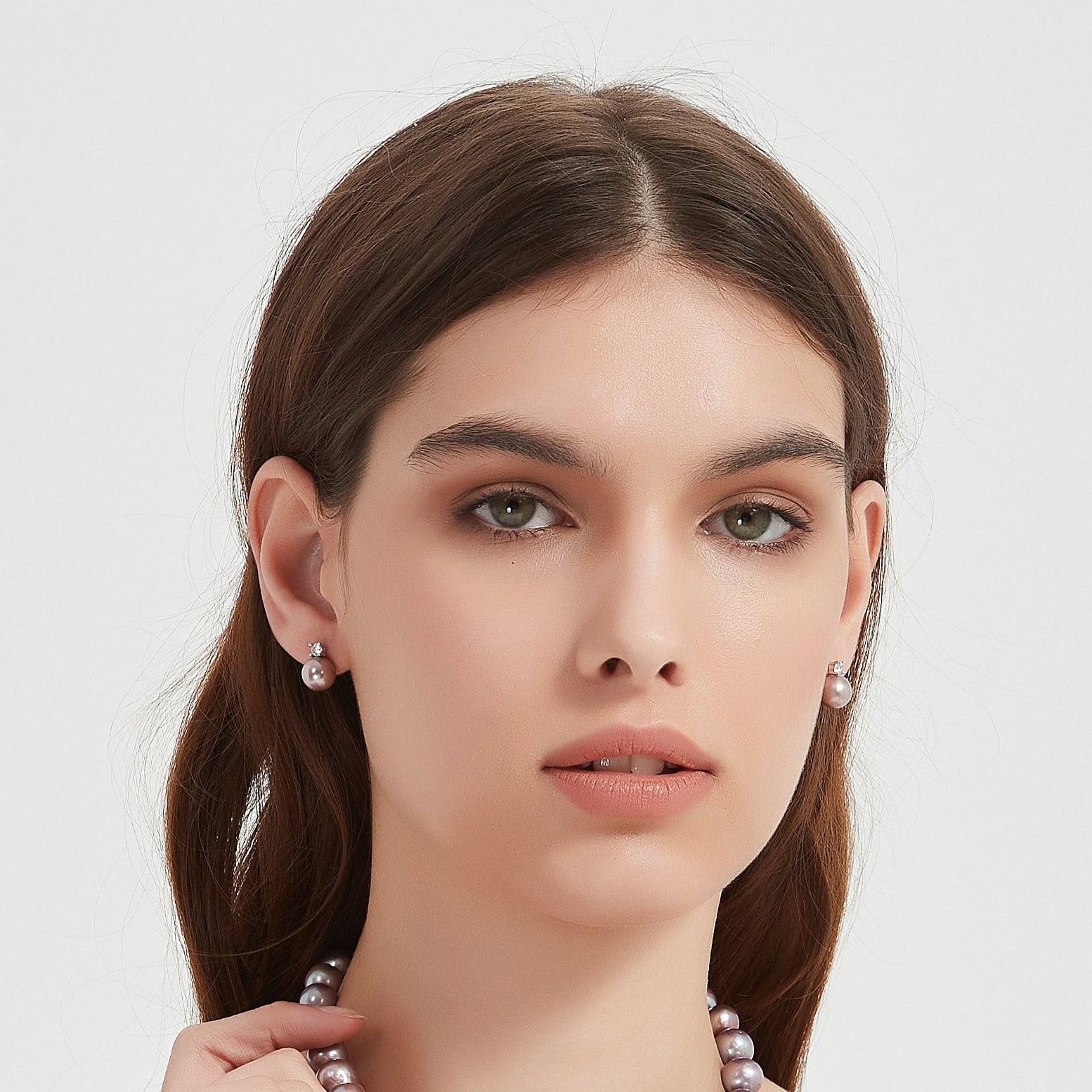 9-10mm Purple Freshwater Pearl & Sasha Earrings