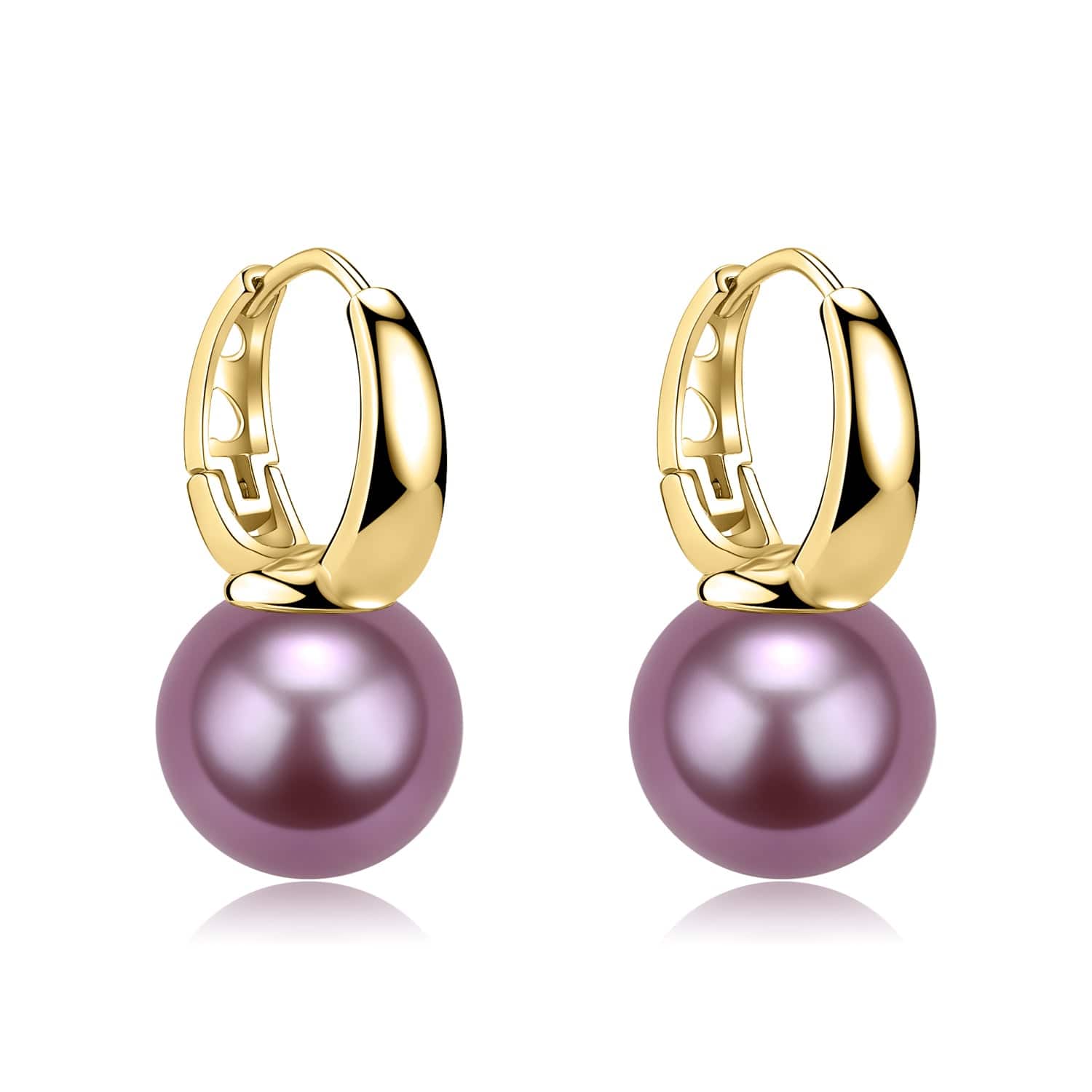 9-10mm Round Hoop Freshwater Pearl Earrings Sterling Silver