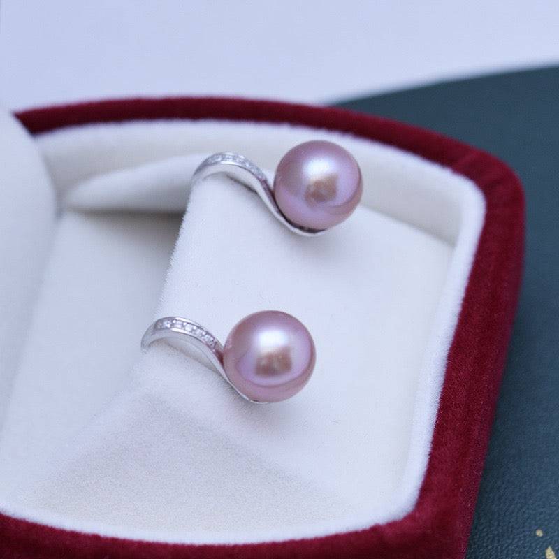 9-10mm Freshwater Pearl & CZ Earrings