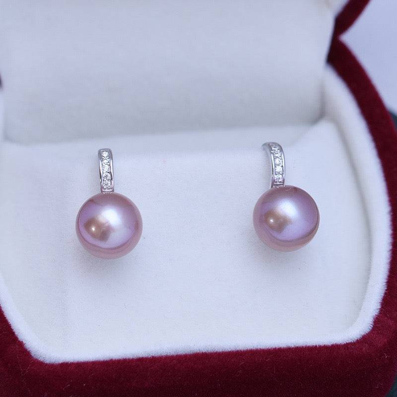 9-10mm Freshwater Pearl & CZ Earrings