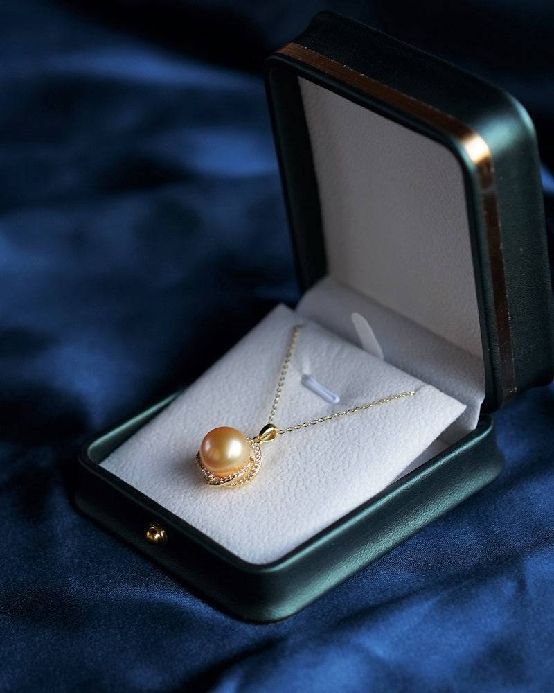 Golden South Sea Pearl 11.0-12.0mm & CZ Rose Whole Set