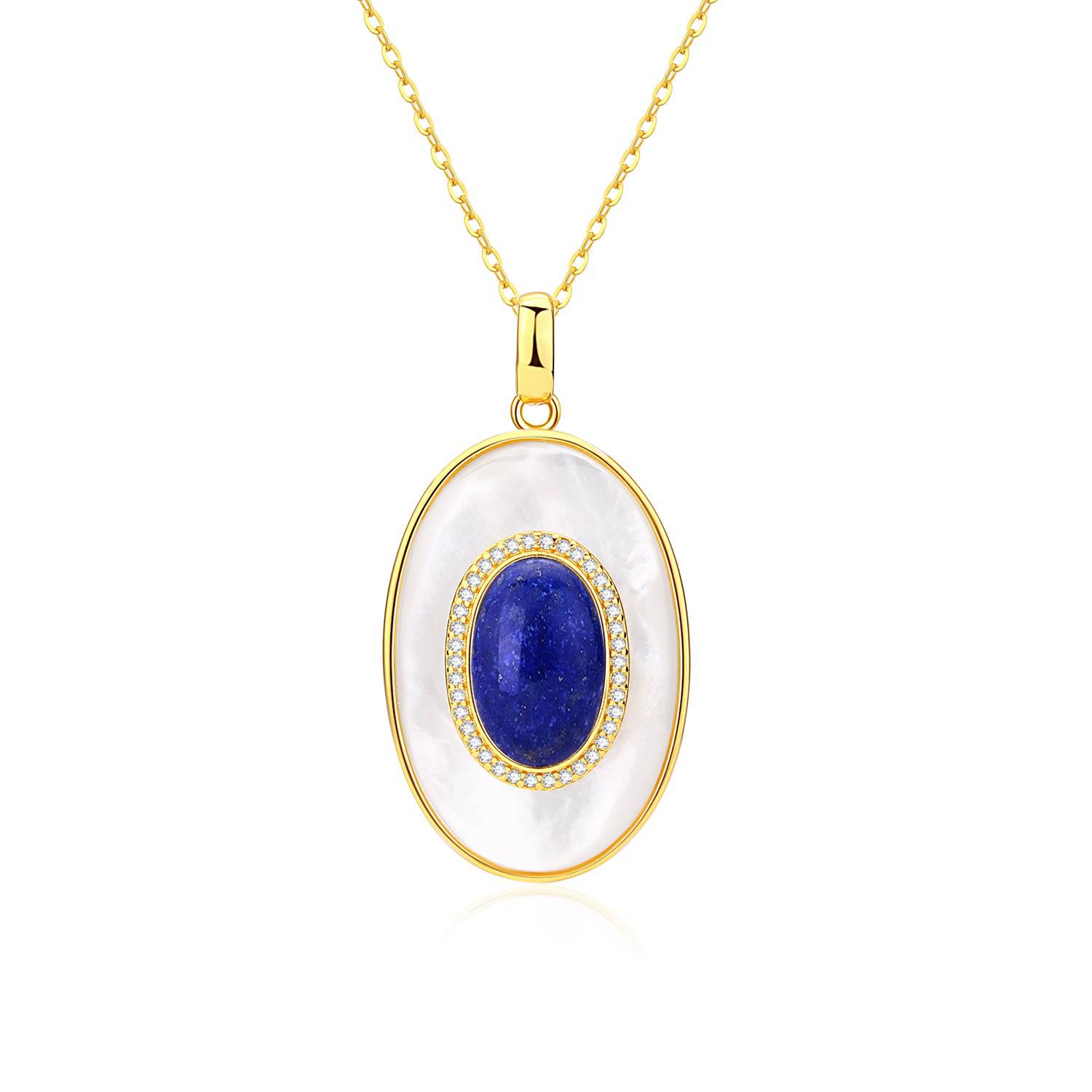 Blue Lapis Lazuli Mother of Pearls Earrings Gold Vermeil