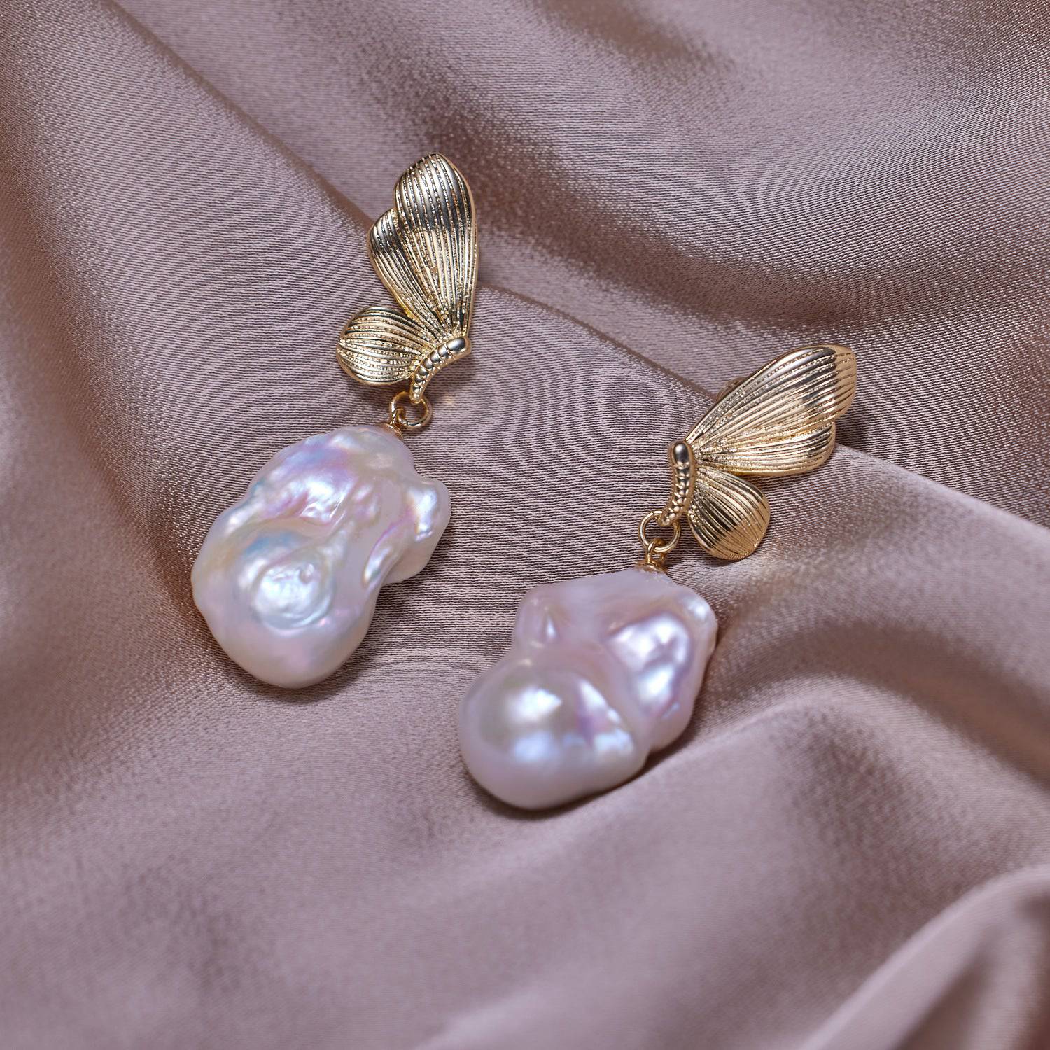 Butterfly Bold Baroque Pearl Earrings