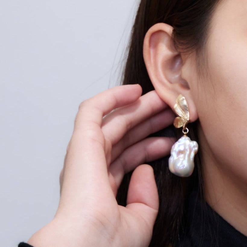 Butterfly Bold Baroque Pearl Earrings