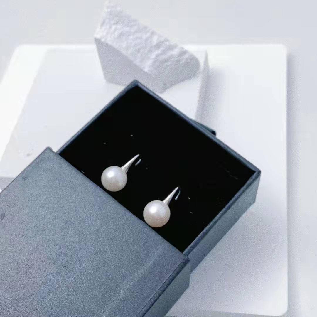 Classic Button Freshwater Pearl Classic Hook Earrings
