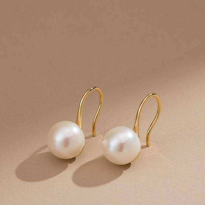 Classic Button Freshwater Pearl Classic Hook Earrings