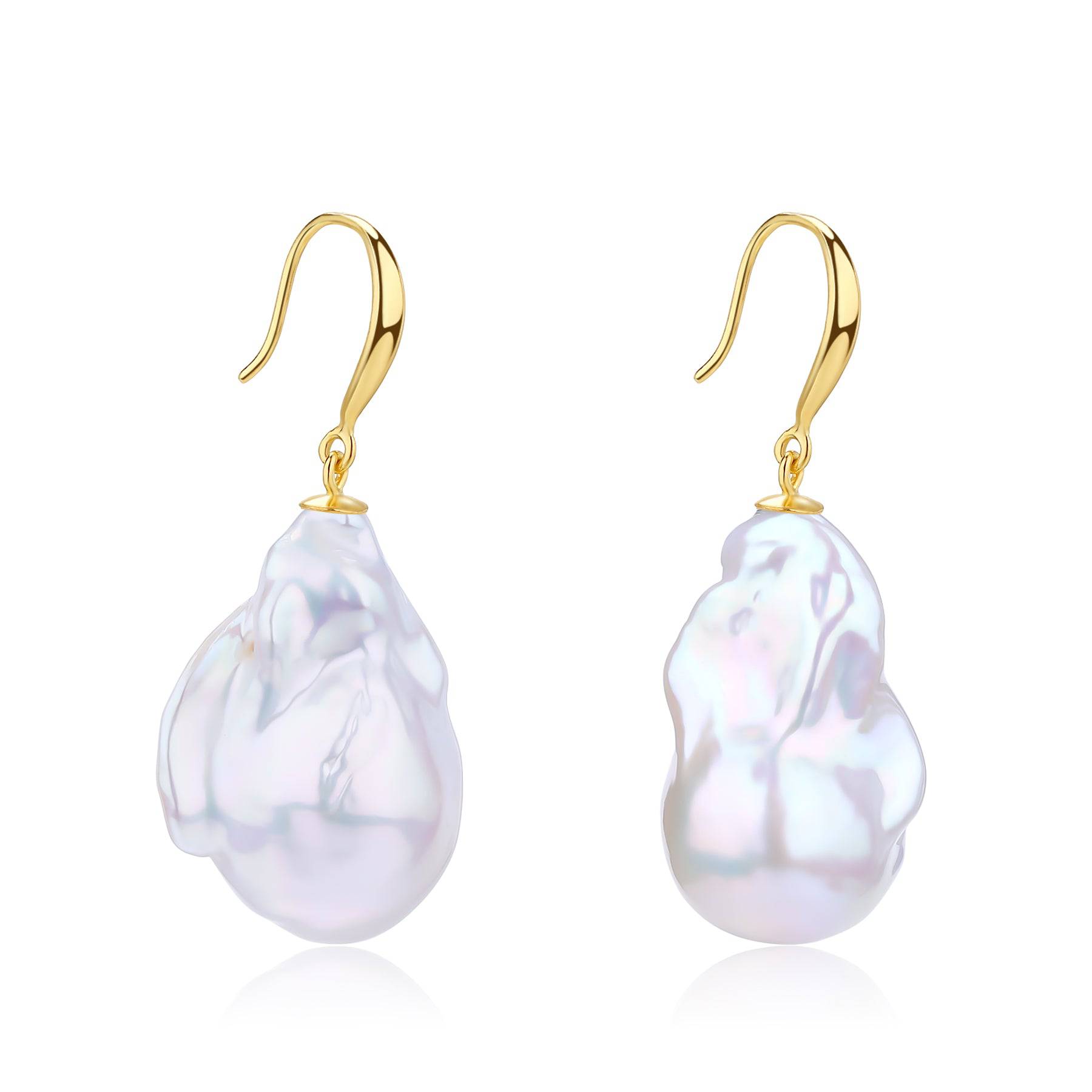Daisy White Freshwater Baroque Pearl Earrings Sterling Silver