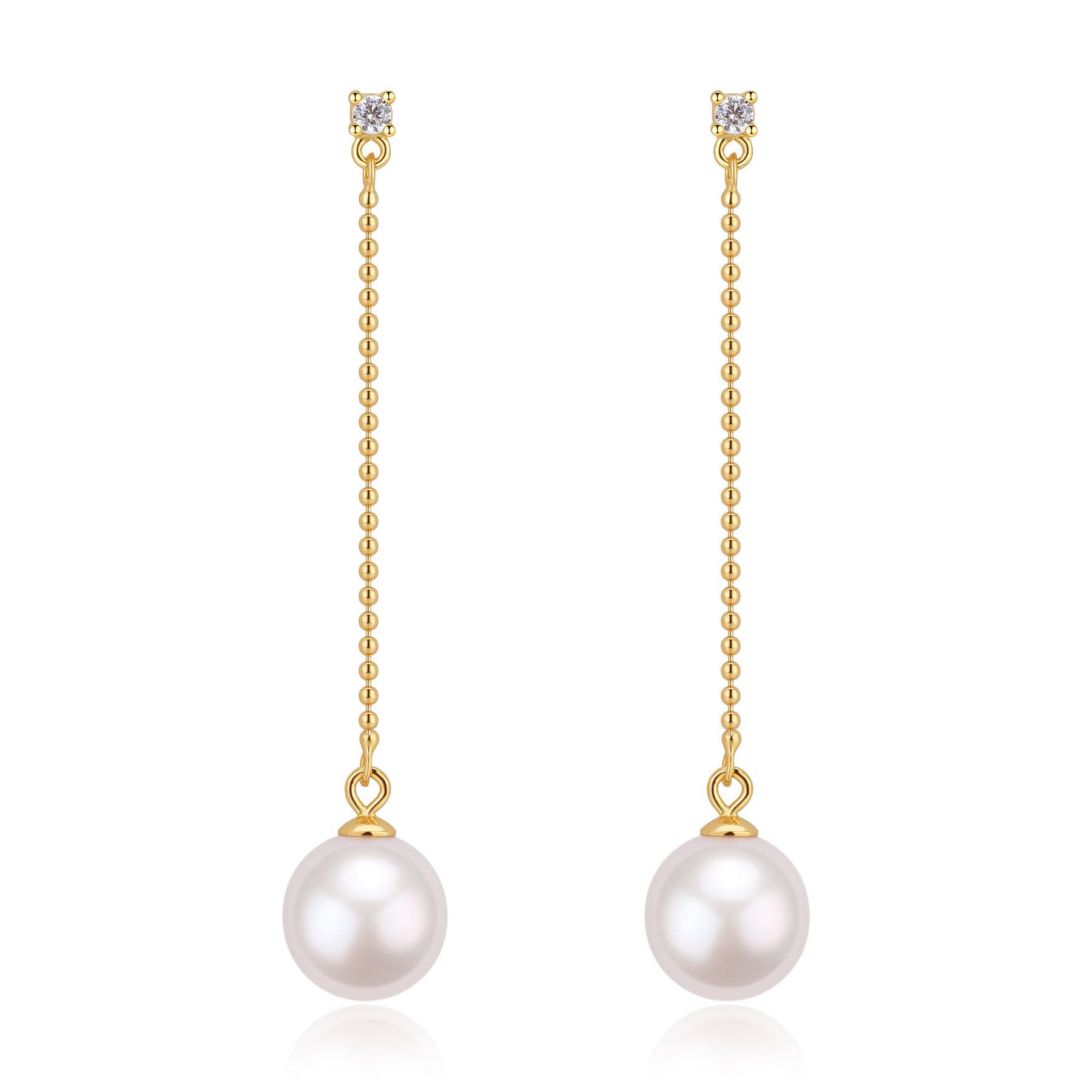 Natural Freshwater Pearl Long Earrings