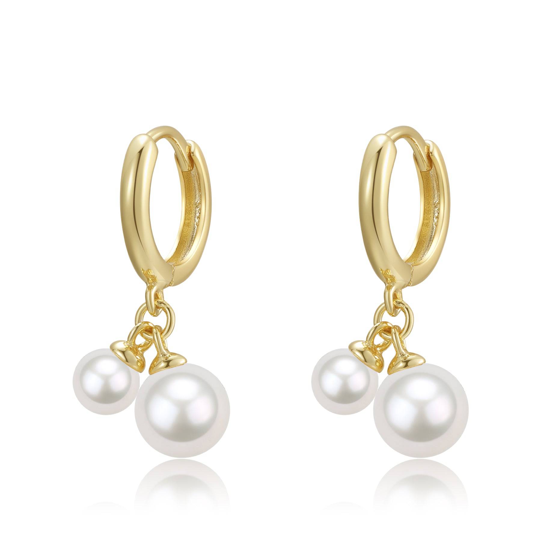 Dual Freshwater Pearls Gold Hoop Earrings
