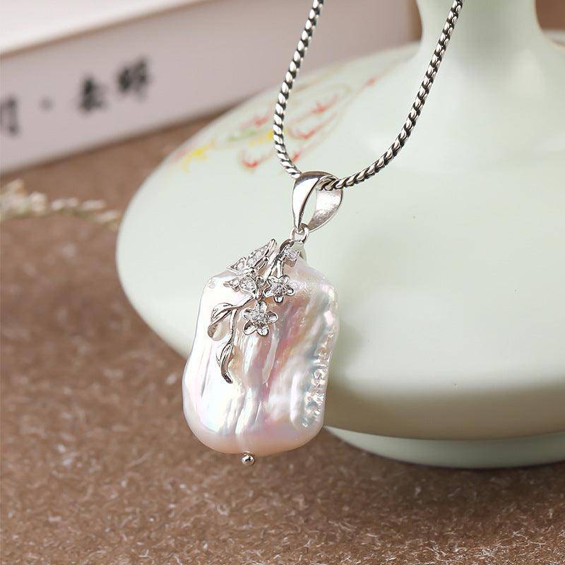 Vintage Baroque Freshwater Pearl Floral Pendant Necklace