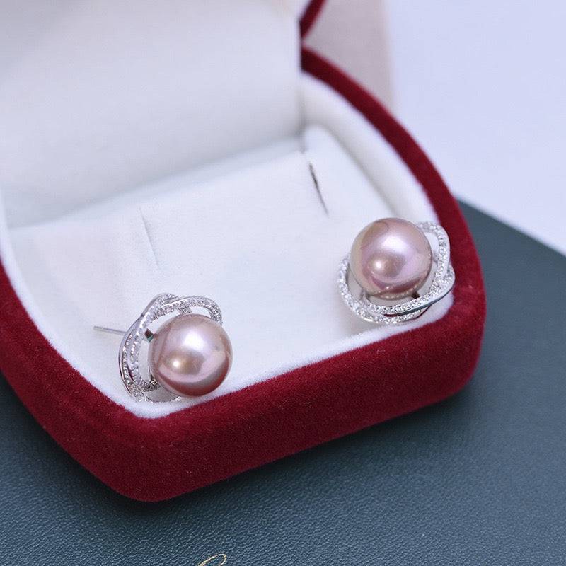 Freshwater Pearl & Rose Floral Earrings