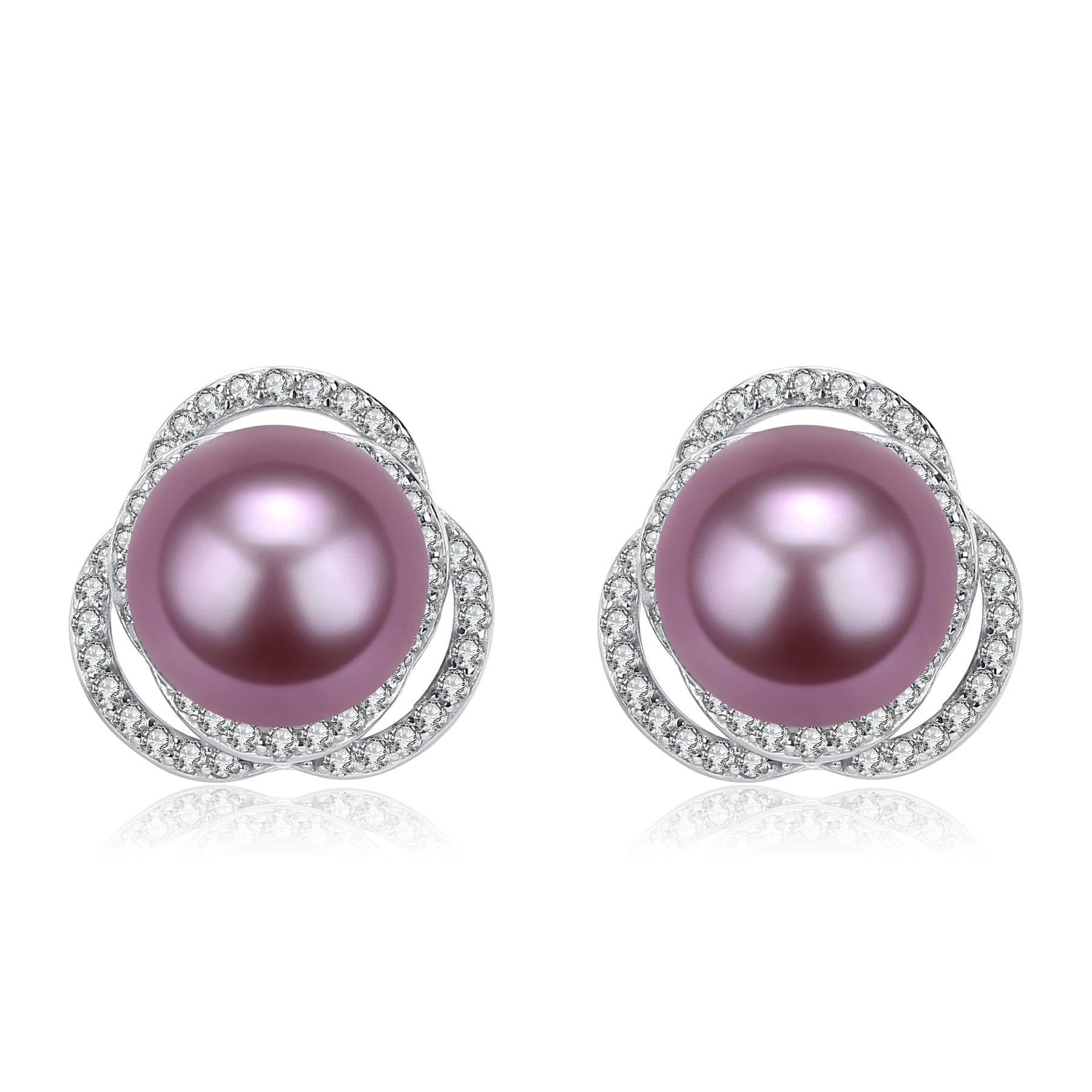 Freshwater Pearl & Rose Floral Earrings