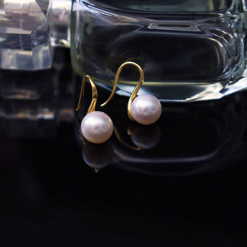 Freshwater White Pearl & Classic Hook Earrings