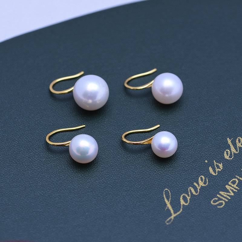 Freshwater White Pearl & Classic Hook Earrings