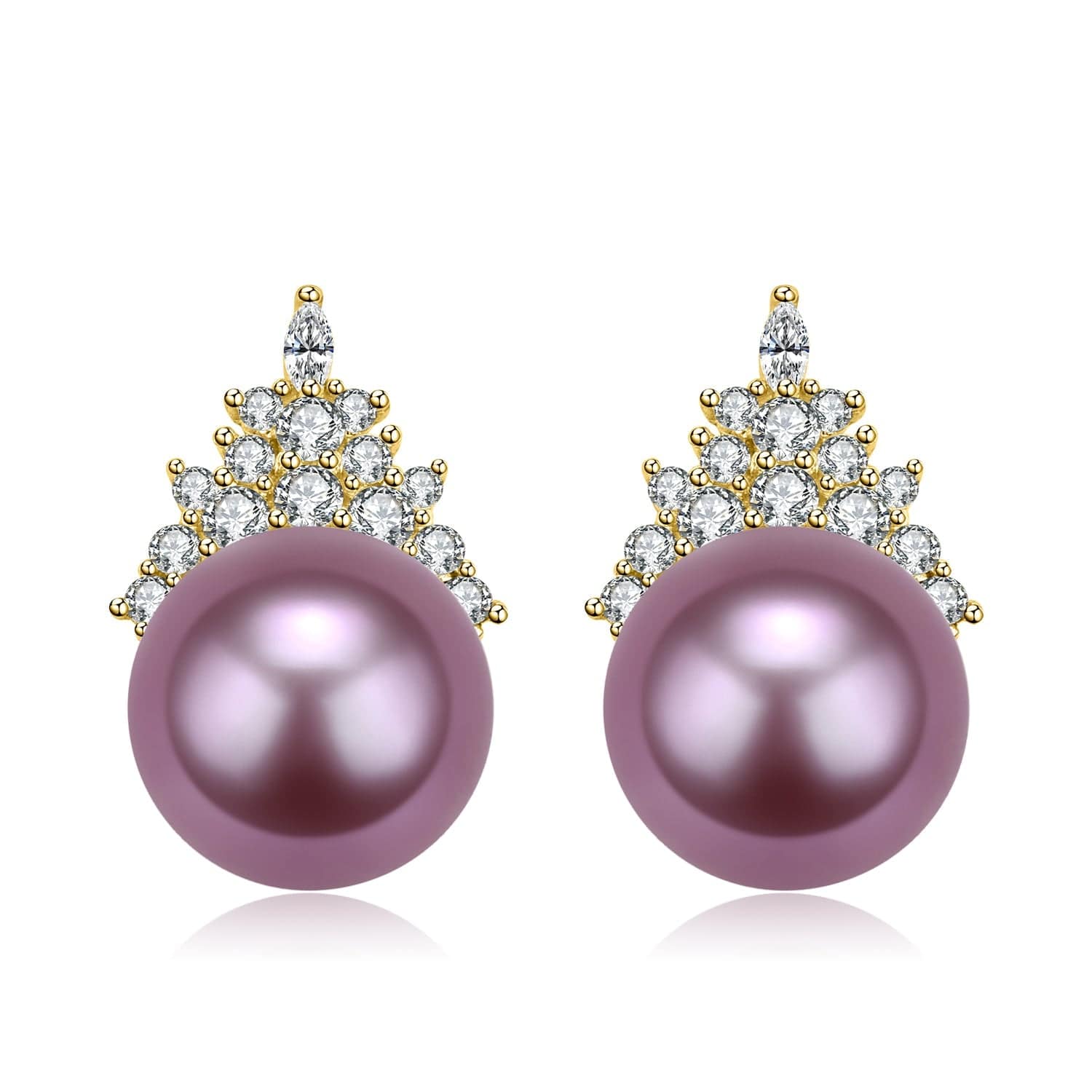 10-11mm Purple Freshwater Pearl & Queen Earrings