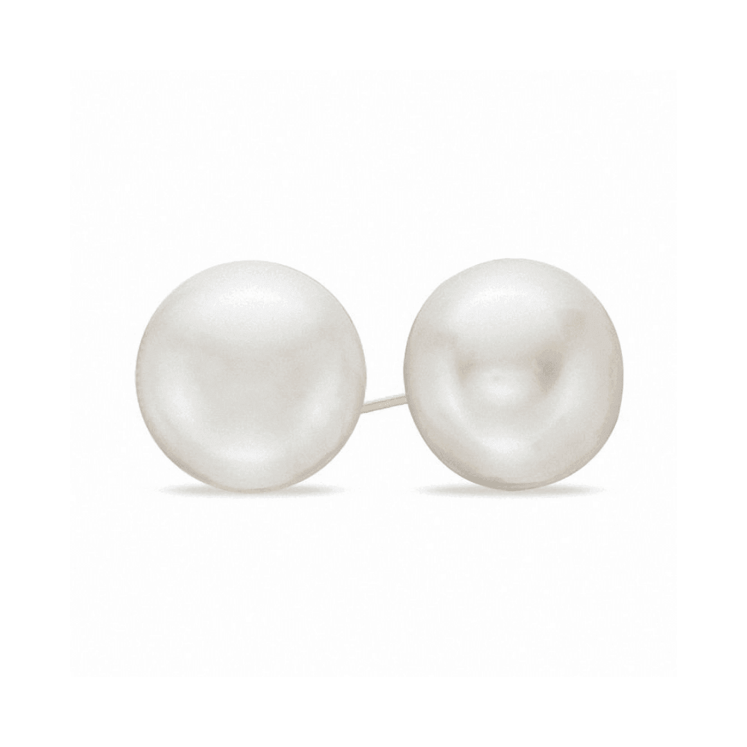 Golden Button Freshwater Pearl Stud Earrings