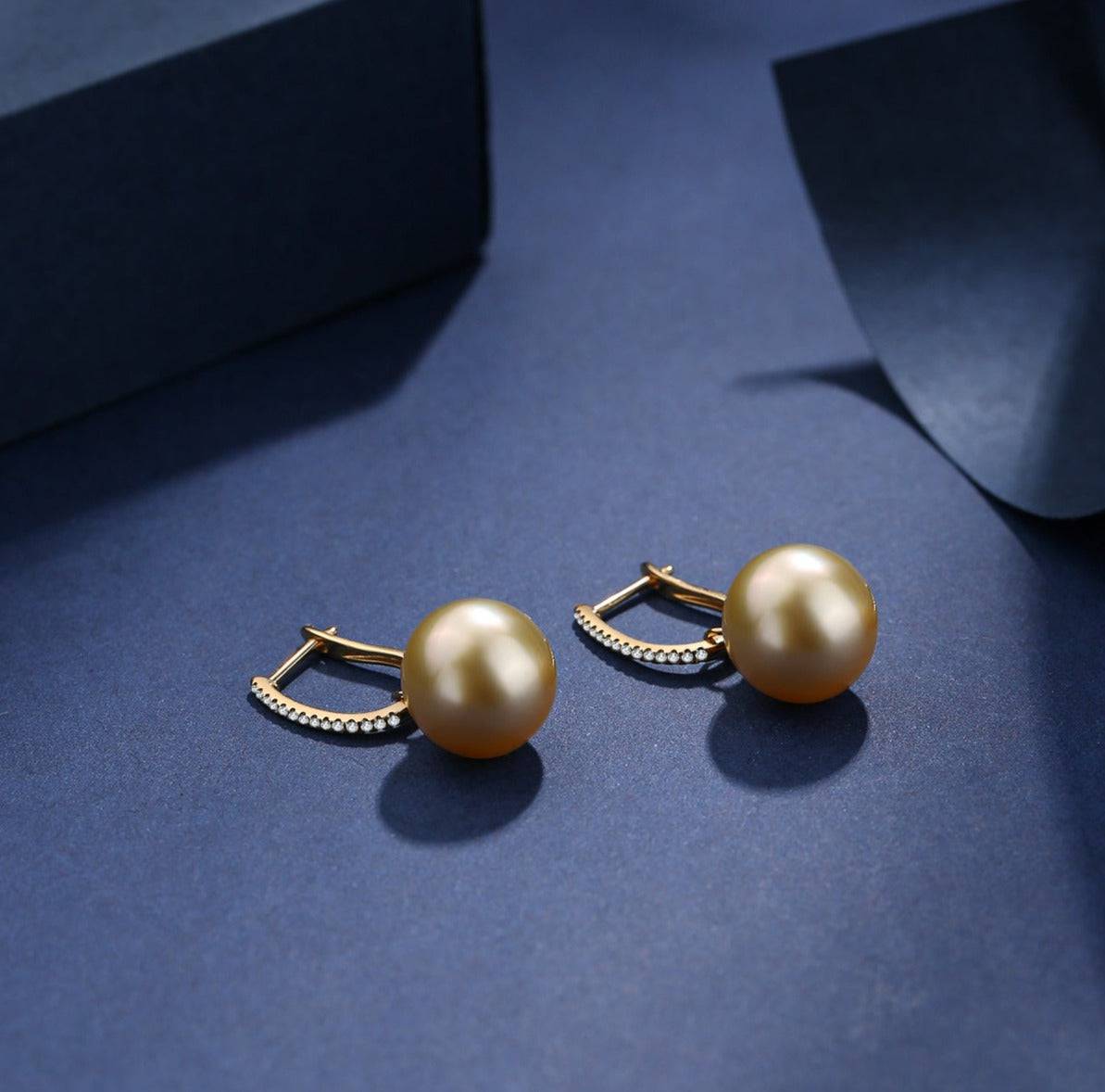 Golden South Sea Pearl & Audrey 18K Gold Earrings