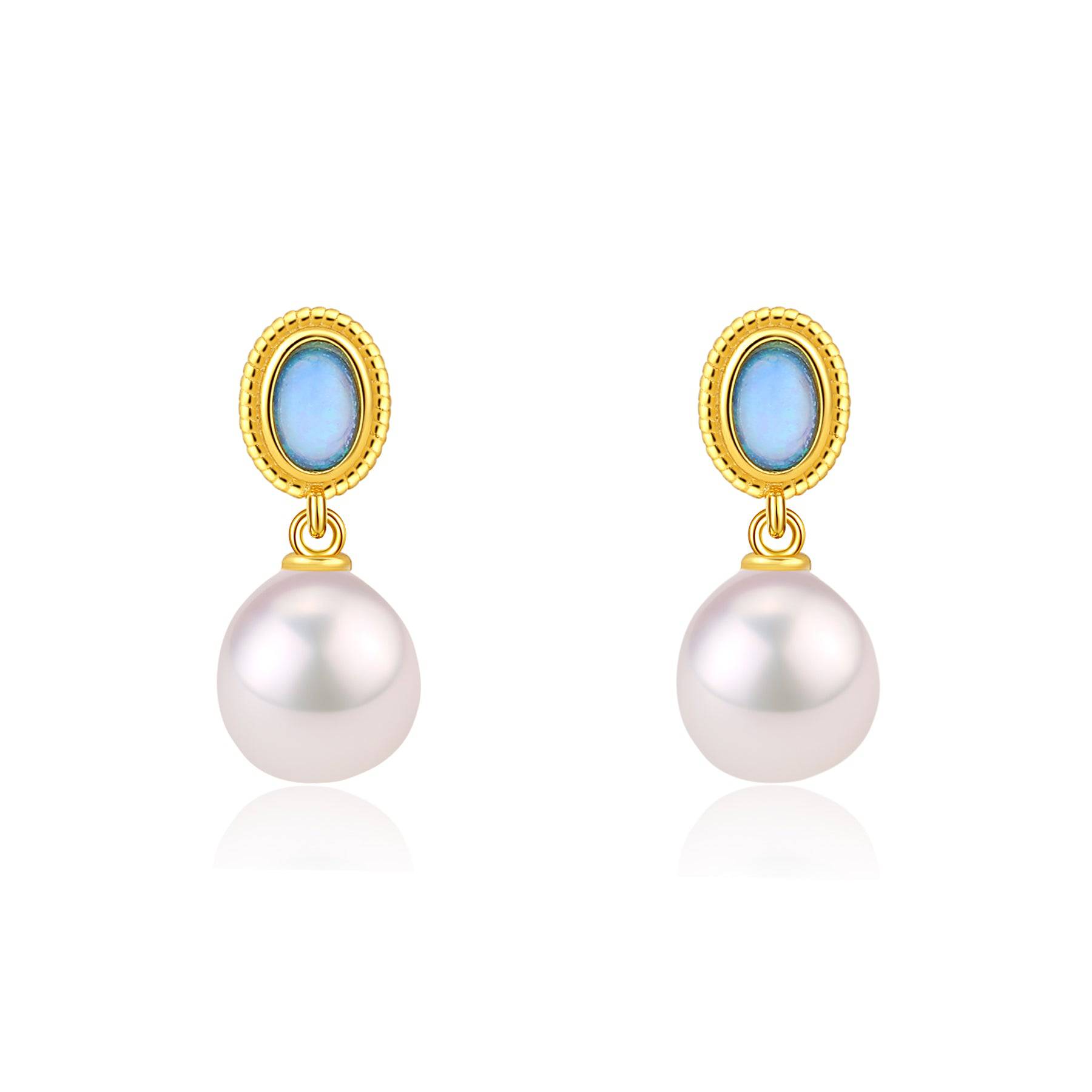 Opal Freshwater Baroque Pearls Set Gold Vermeil
