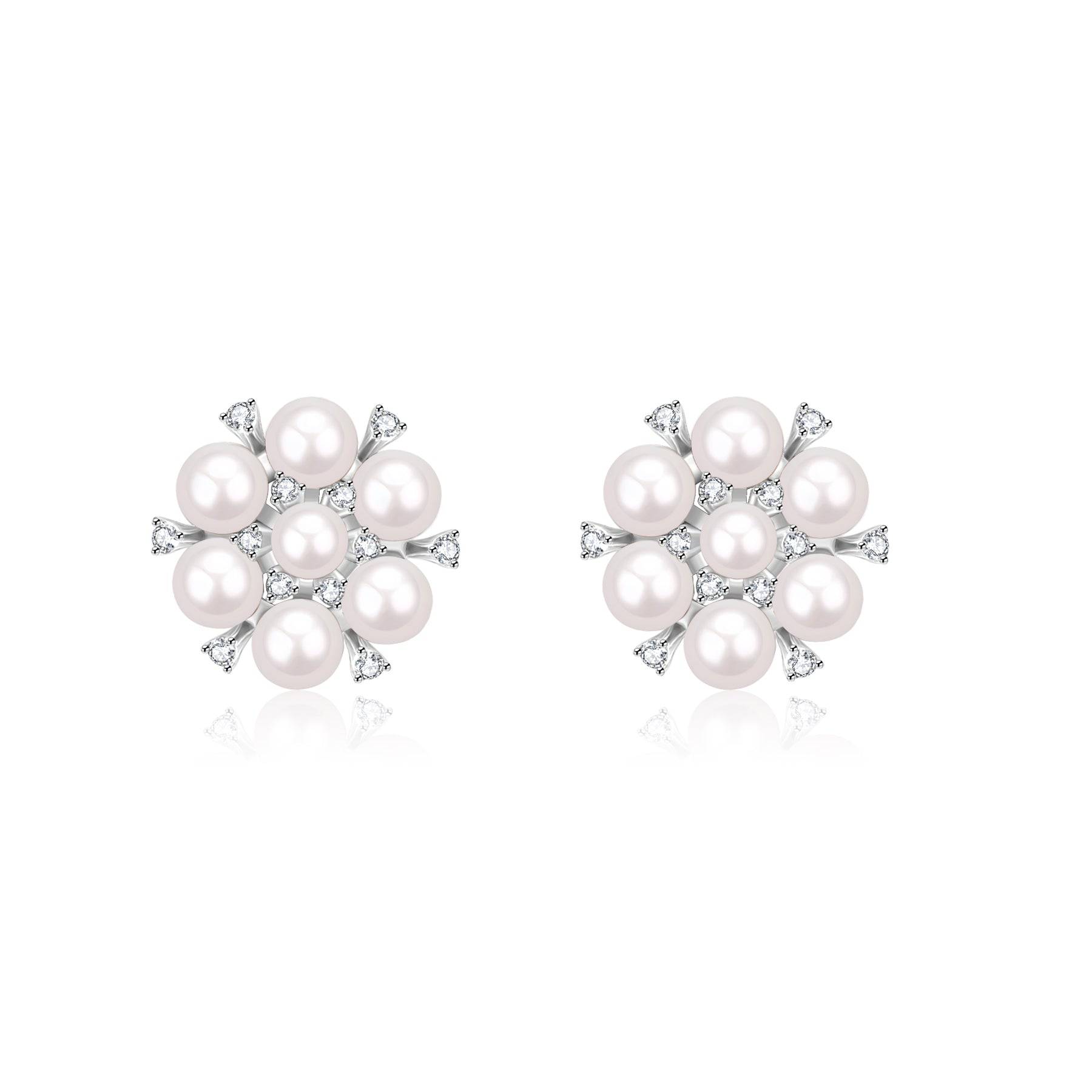 Plum Blossom Multi-Pearl Stud Earrings