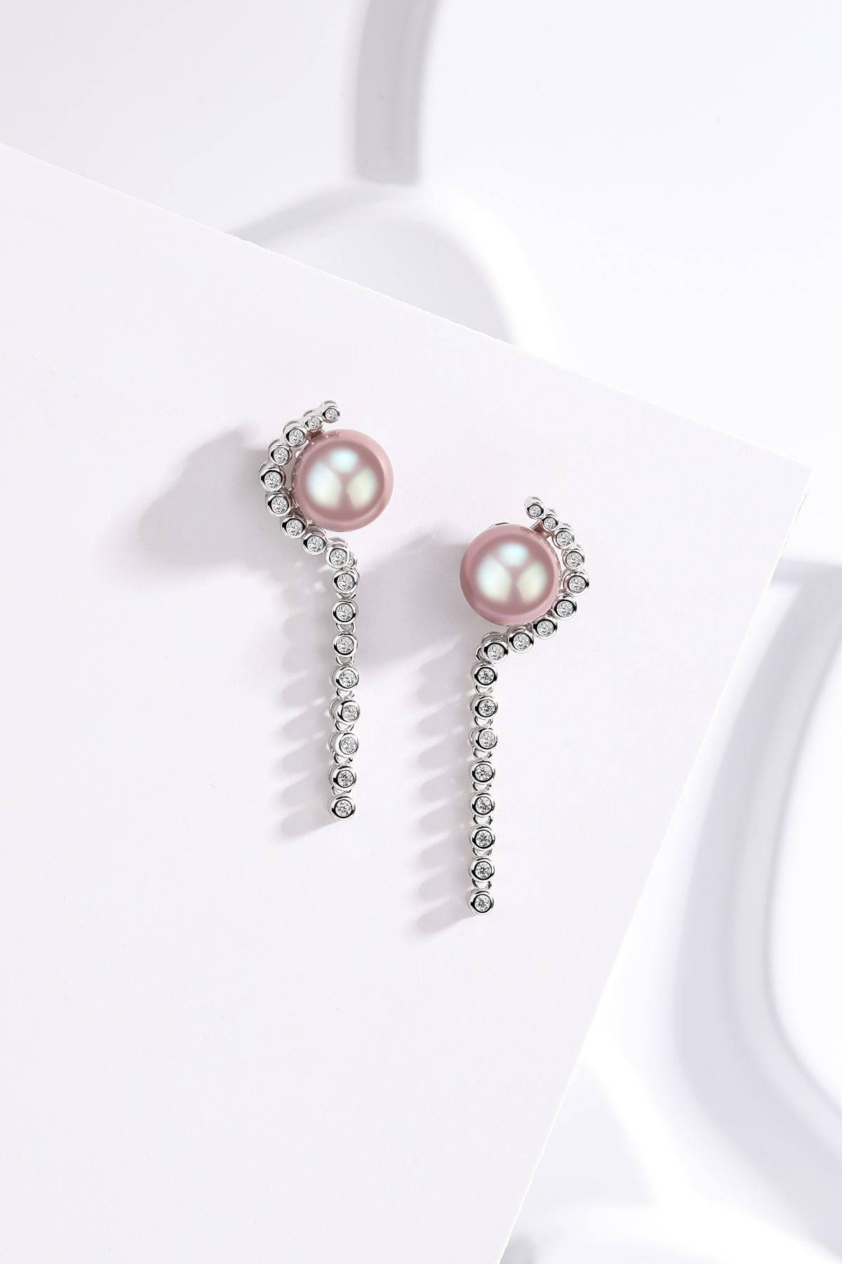 Purple Pearl CZ Earrings