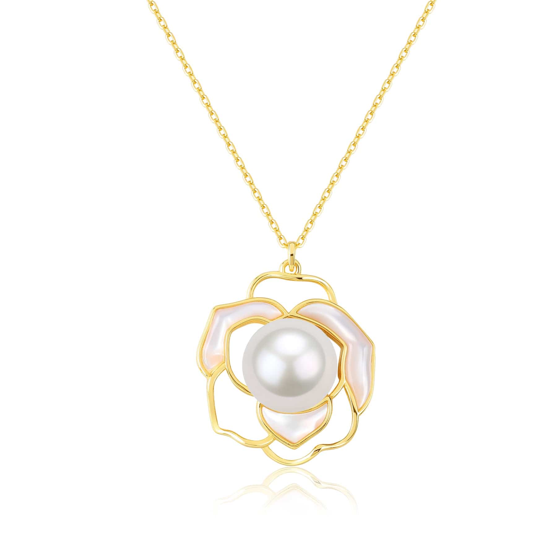 Rose White Mother of Pearls Earrings Gold Vermeil