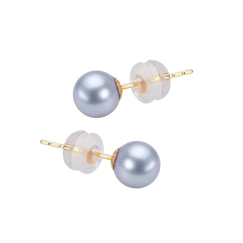 Seawater Akoya Silver Blue Pearl & Stud Earrings